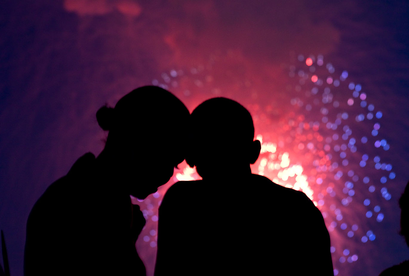 President Barack Obama and First Lady Michelle Obama watch fireworks