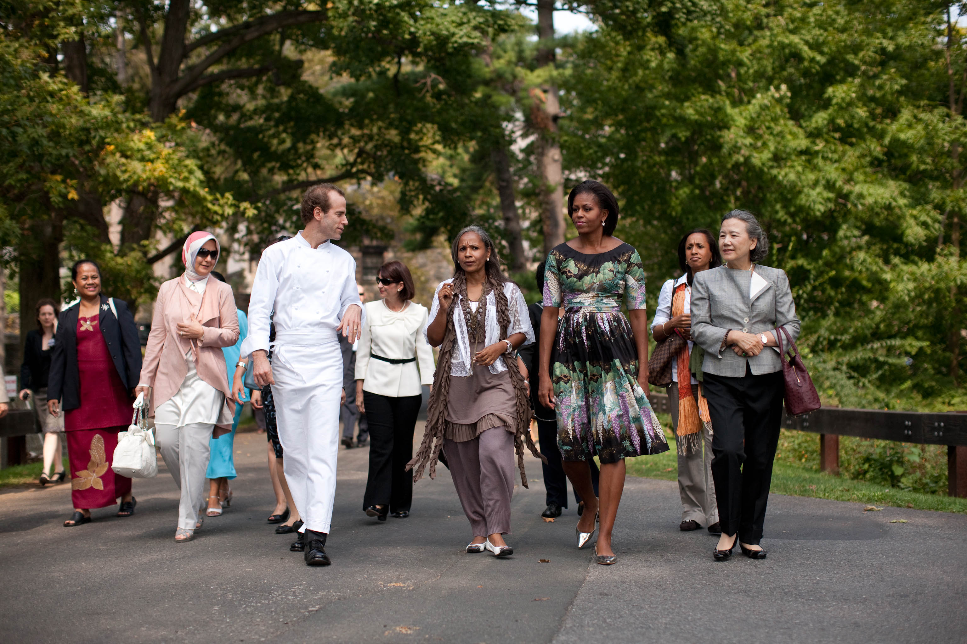 First Lady Michelle Obama and spouses tour Stone Barns Food