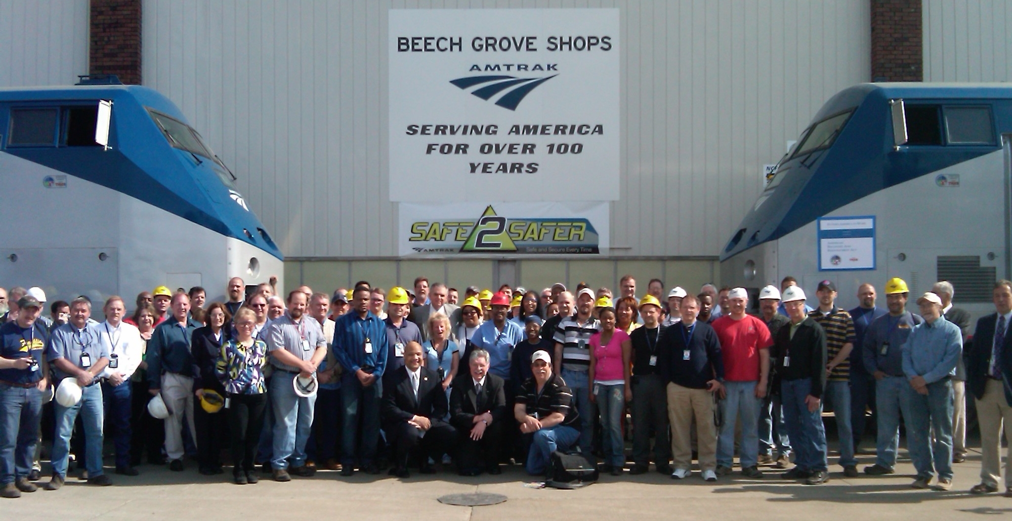 Secretary LaHood with group at Amtrak Maintenance Facility