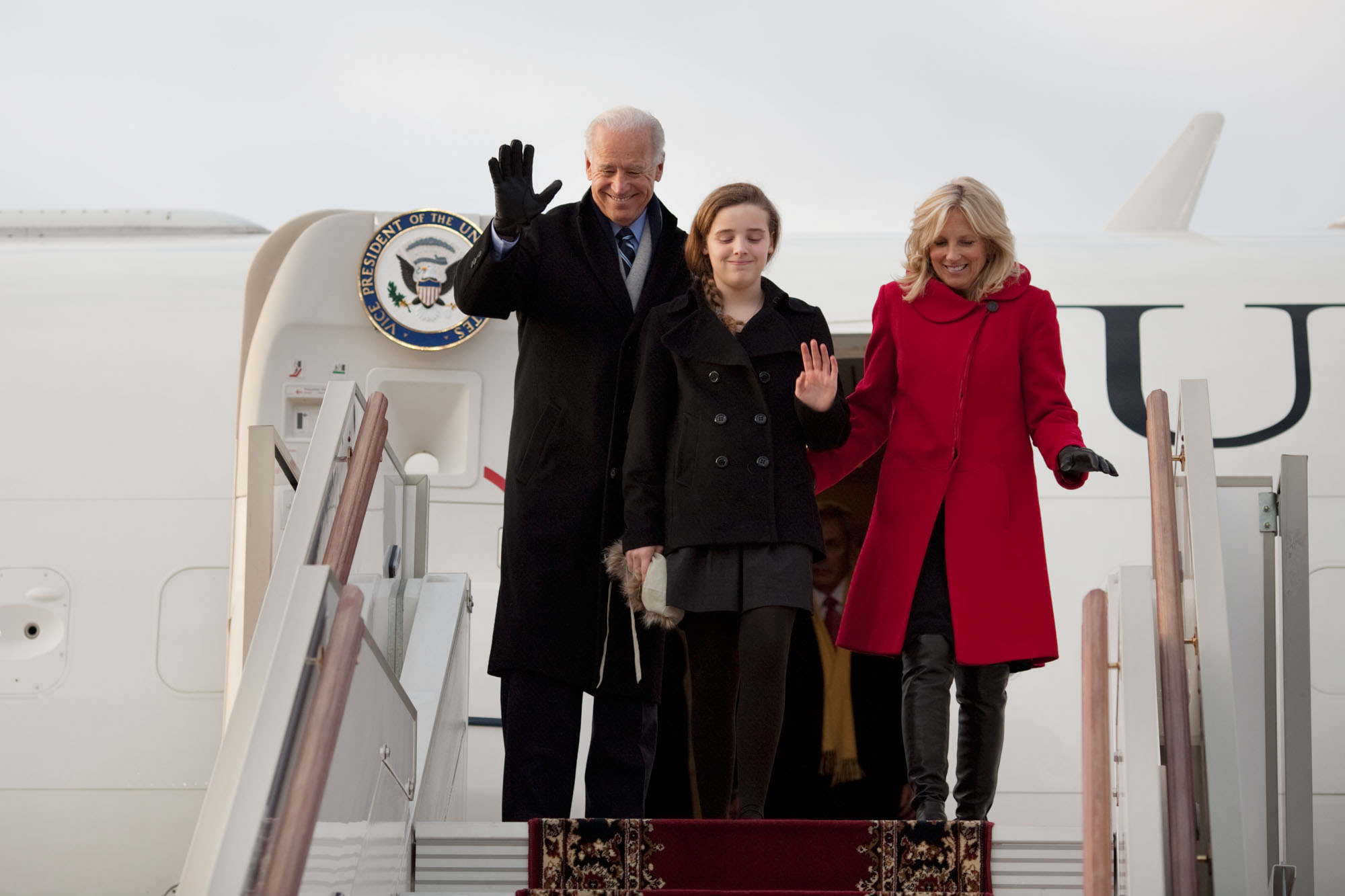 Vice President Joe Biden, Dr. Jill Biden and Finnegan Biden arrive in Moscow, Russia