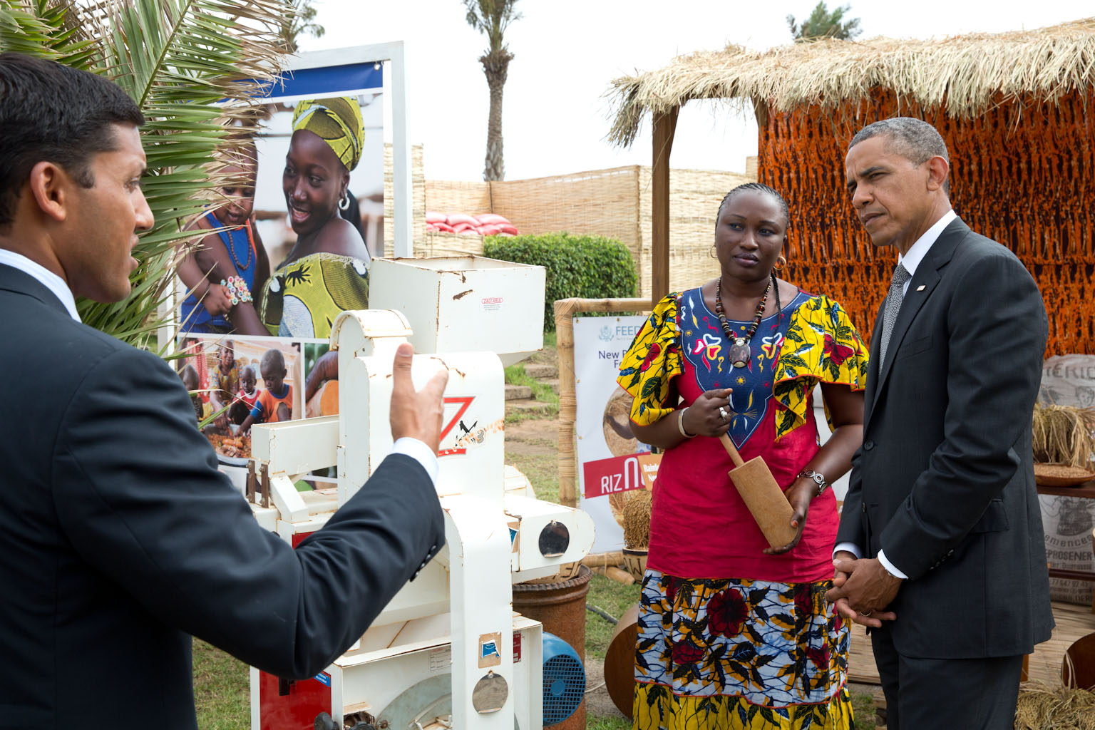 President Barack Obama and USAID Administrator Raj Shah attend a Feed the Future Technology Marketplace