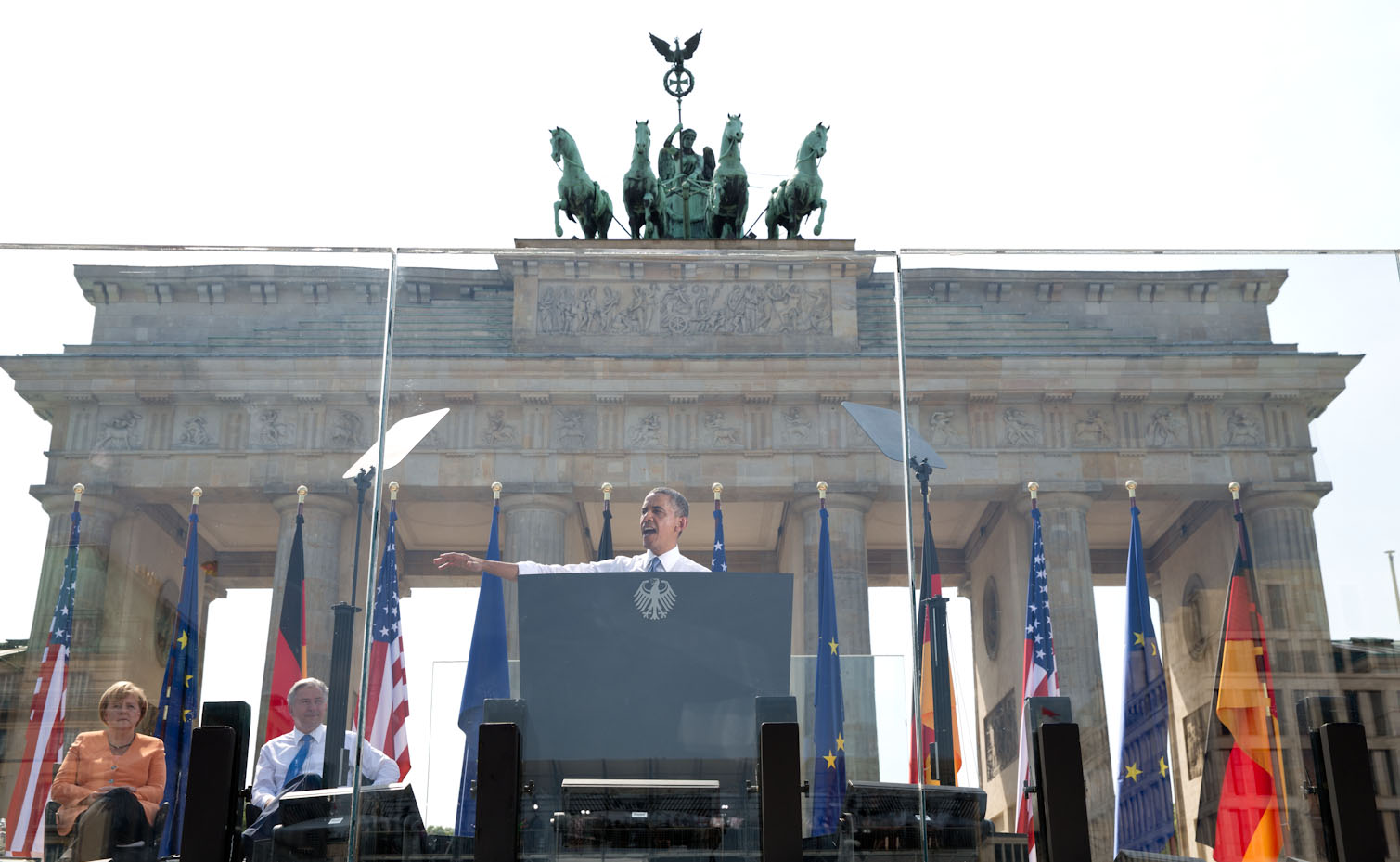 President Barack Obama delivers remarks at the Brandenburg Gate in Berlin
