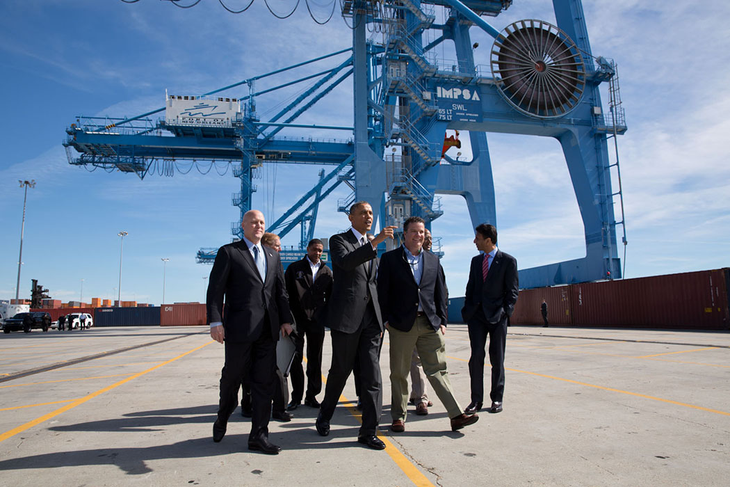 President Barack Obama tours the Port of New Orleans in New Orleans, La.