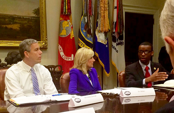 Dexter McCoy discussed college affordability and student loans with Secretary Arne Duncan and Dr. Jill Biden.