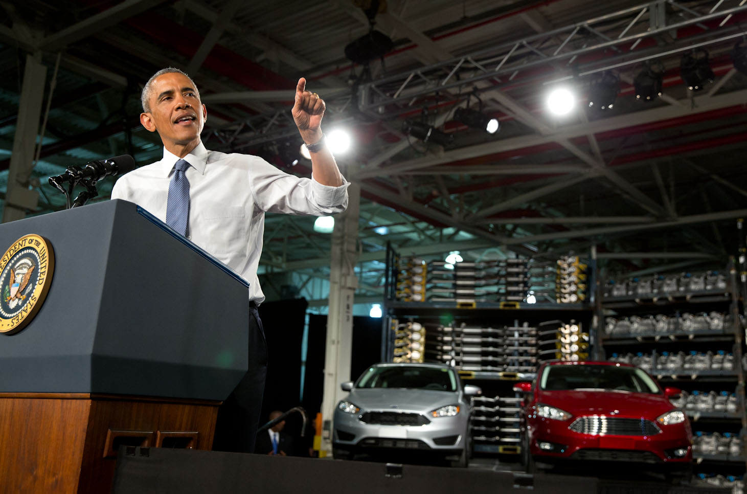 President Obama makes remarks at Ford's Michigan Assembly Plant