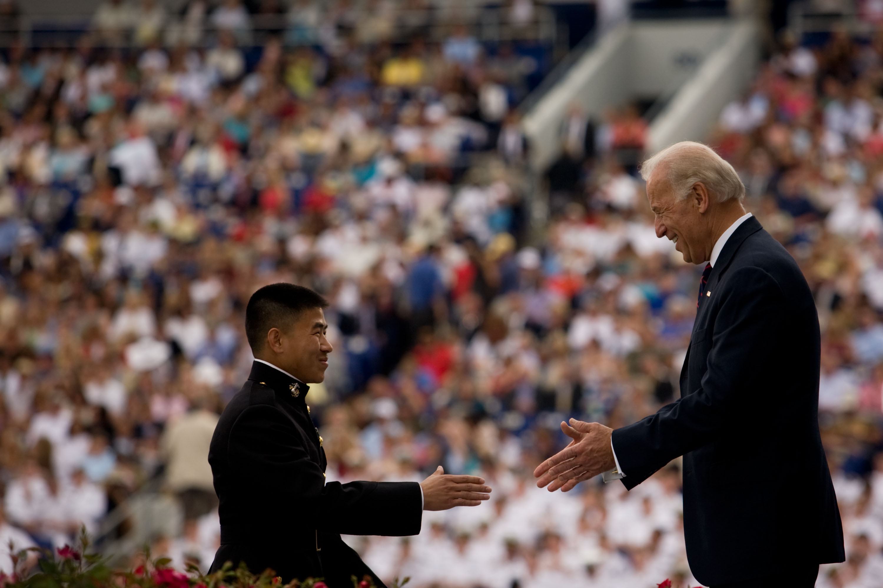 Vice President Biden Shakes Hands at Naval Academy Commencement