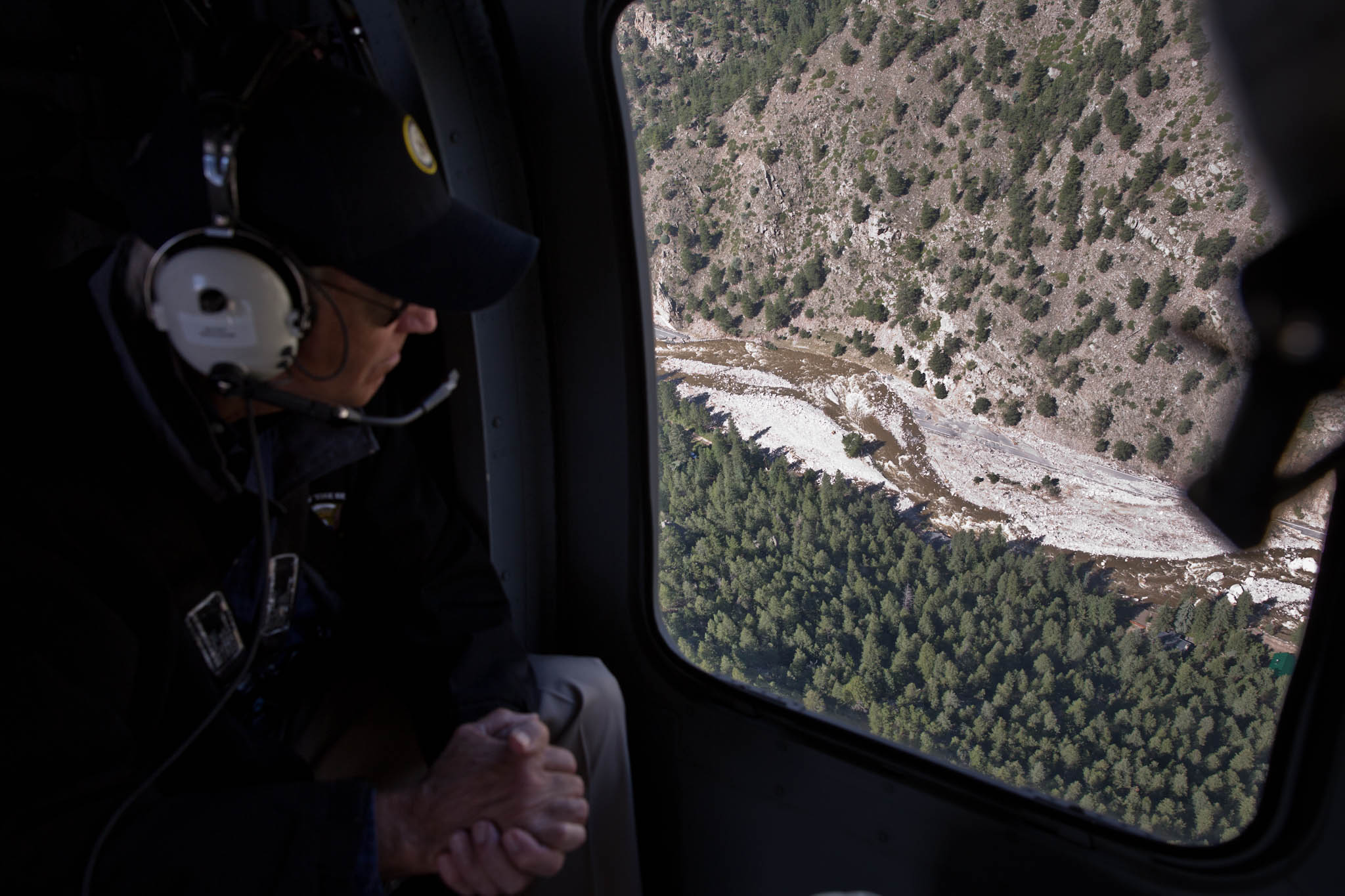 Vice President Joe Biden does an aerial tour of the flood damage with Colorado Gov. John Hickenlooper