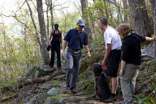 President Barack Obama and First Lady Michelle Obama hiking the Blue Ridge Parkway 