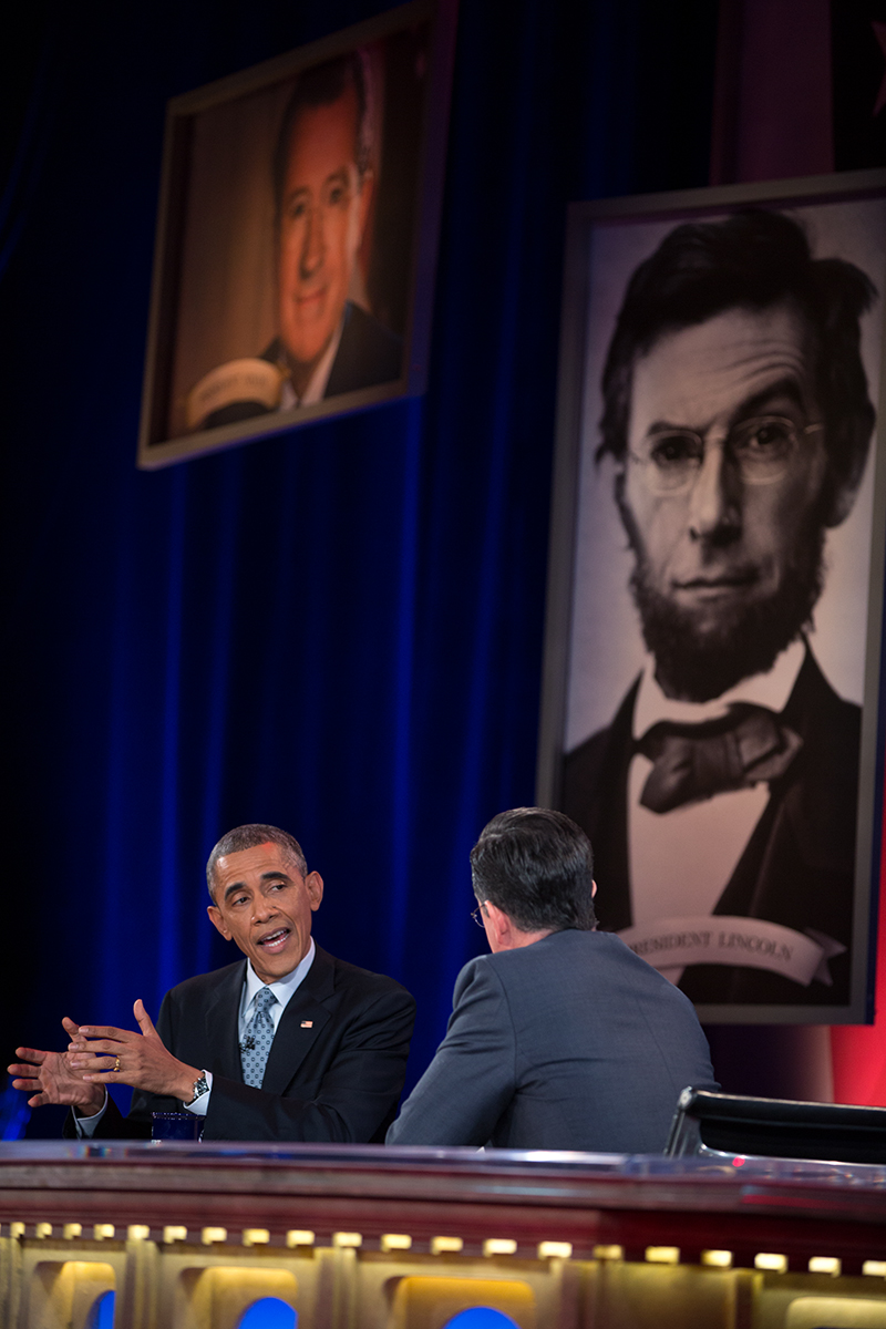 President Obama Tapes an Interview with Stephen Colbert