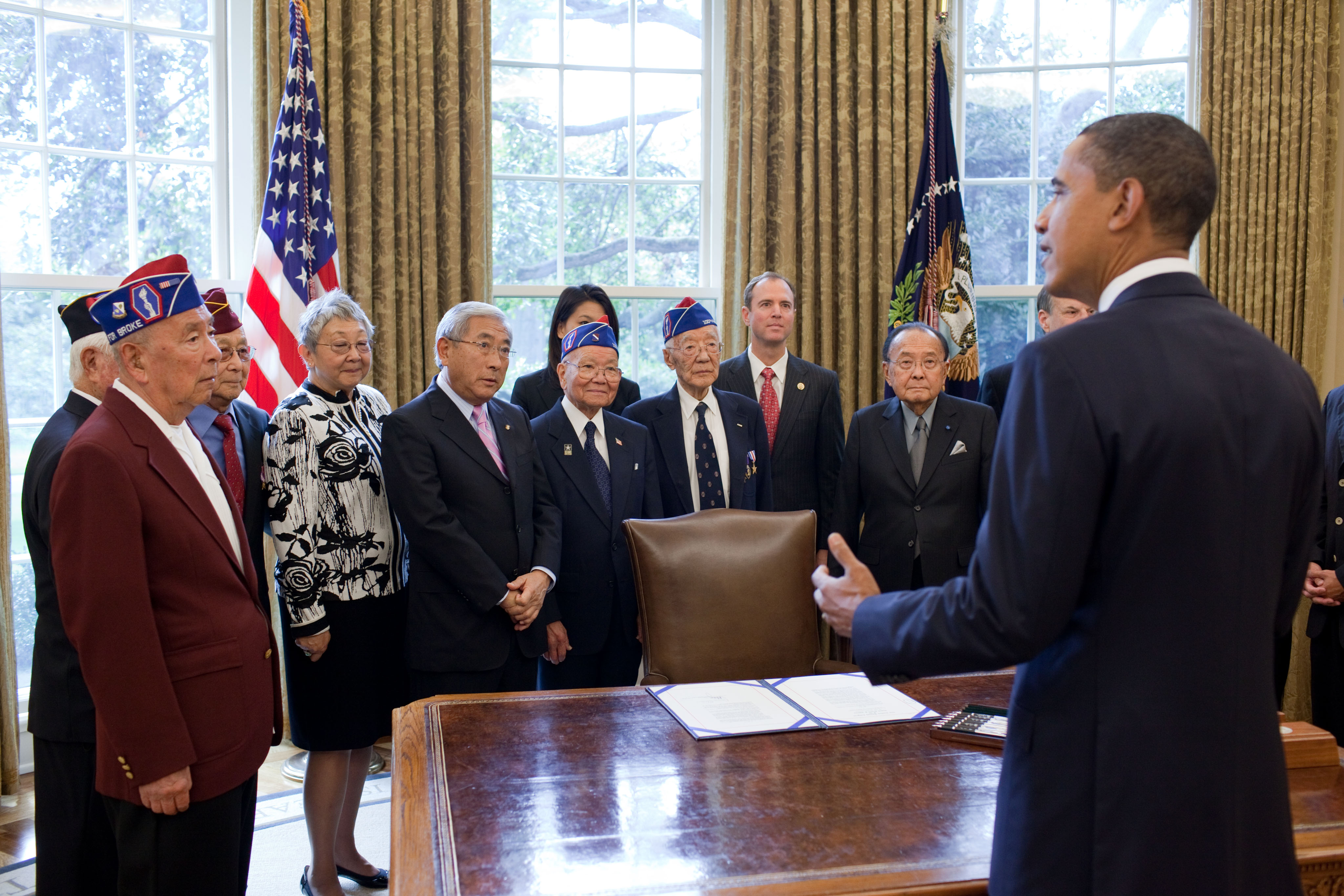 President Obama Speaks to Veterans Before Signing Bill Granting Congressional Gold Medal to the 100th Infantry Battalion and the 442nd Regimental Combat Team