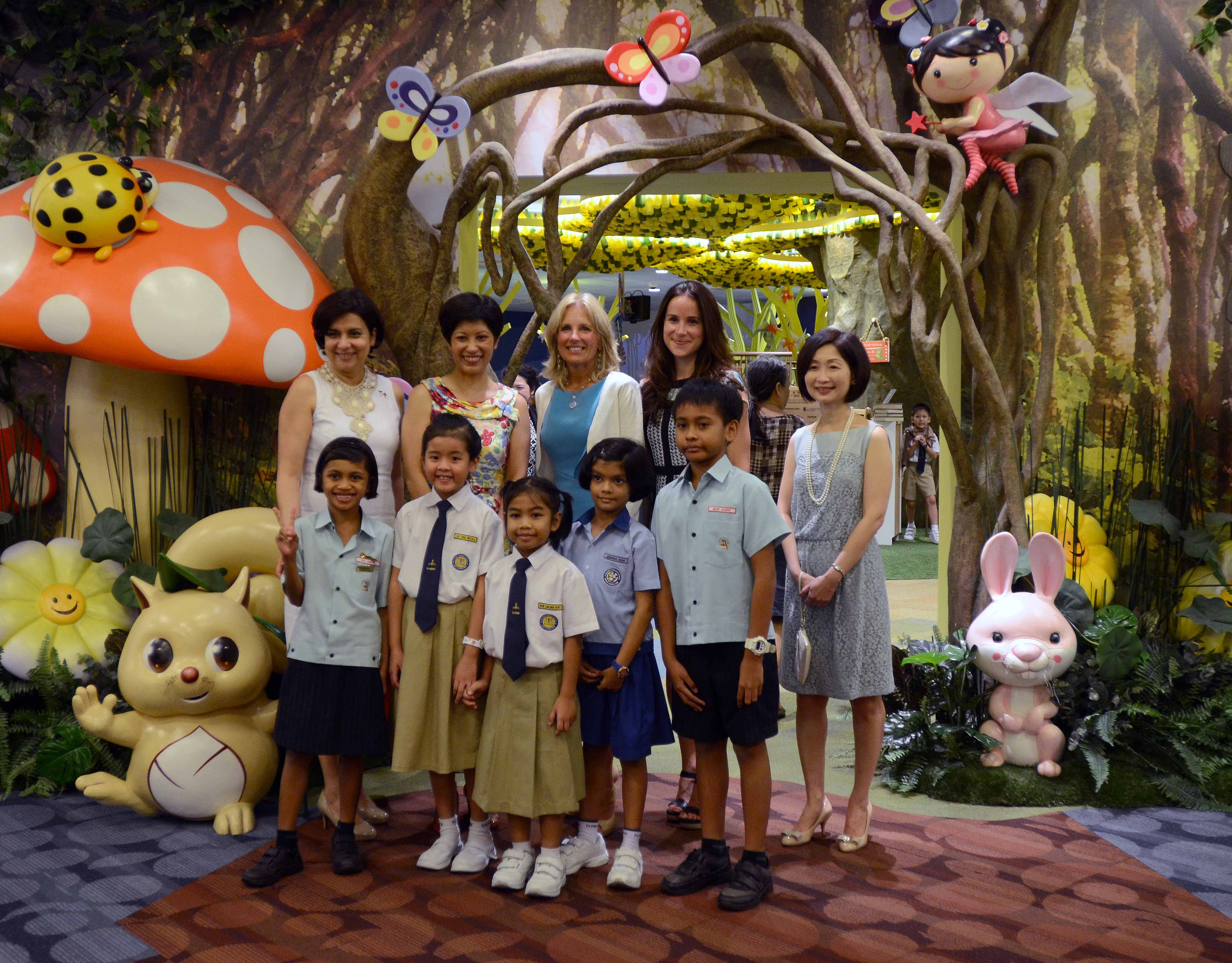 Dr. Biden and Ashley Biden read to children at Singapore's Green Children's Library