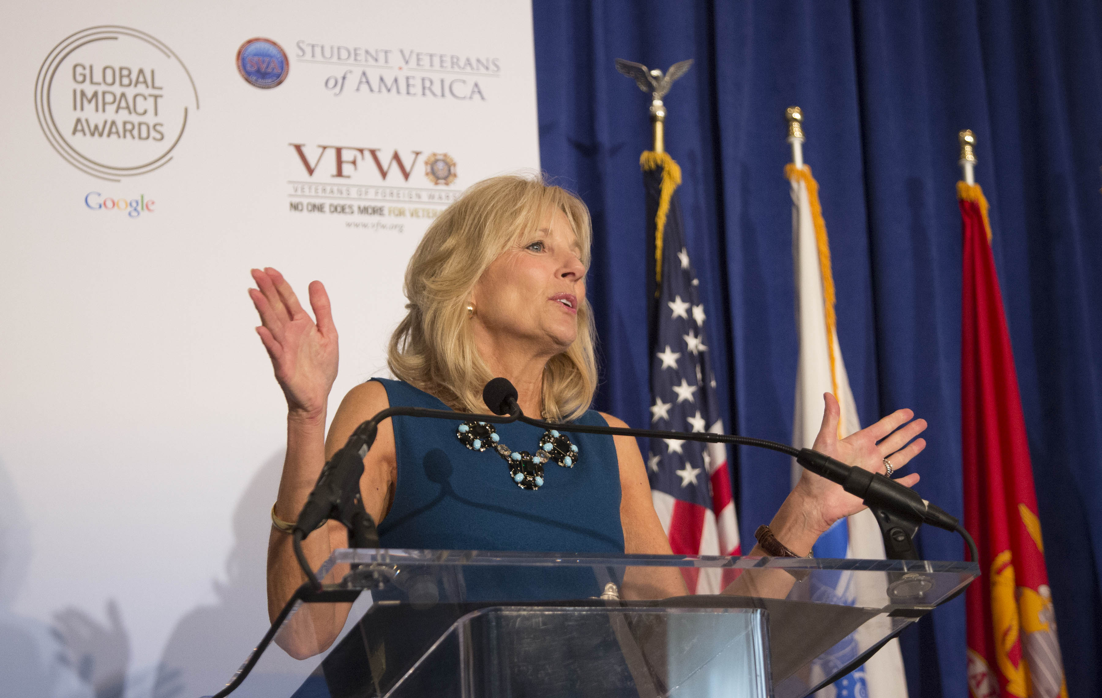 Dr. Biden delivers opening remarks at Google's veterans' higher education event, Washington, D.C., November 13, 2013 