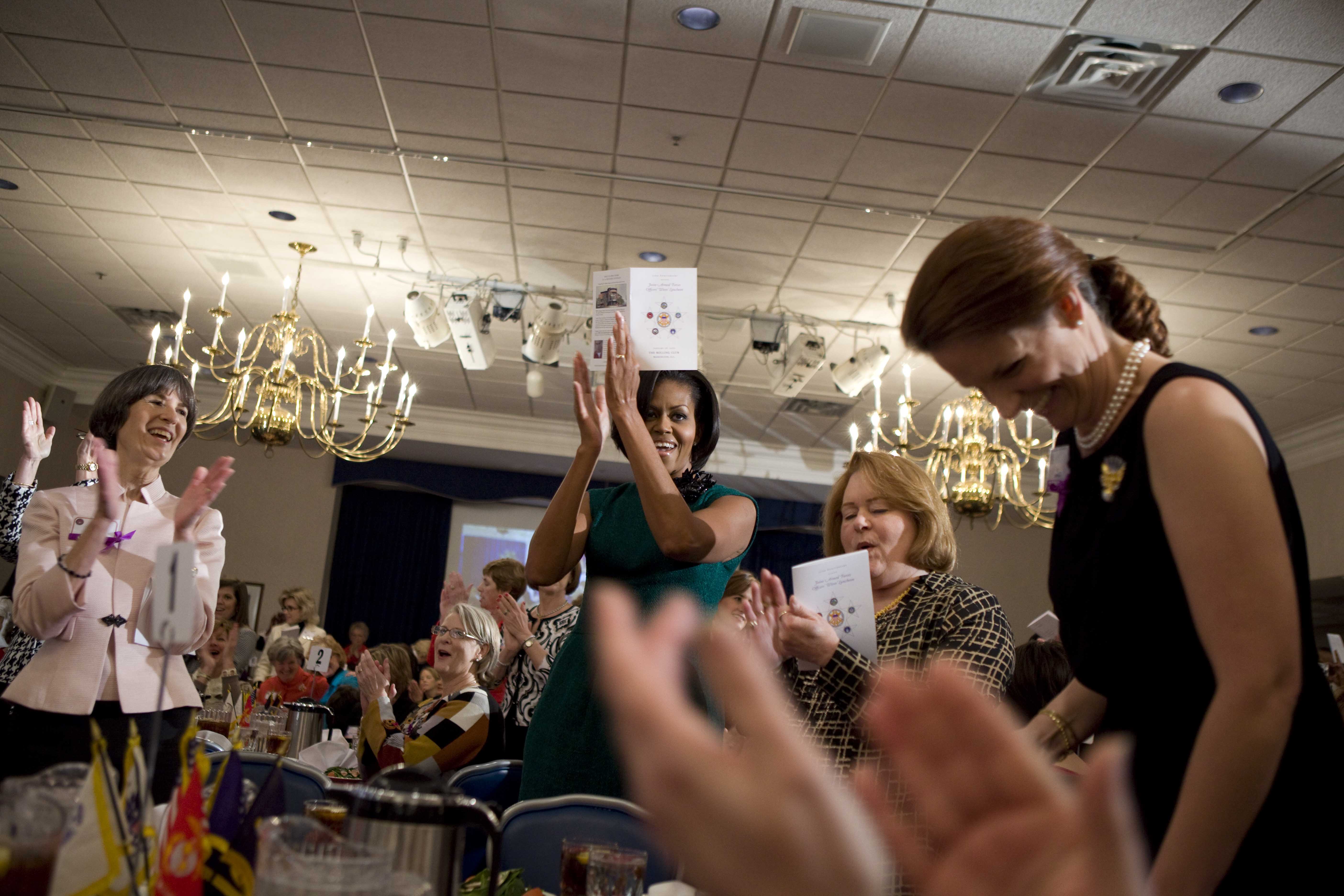 The First Lady and Officers' Wives, Applauding