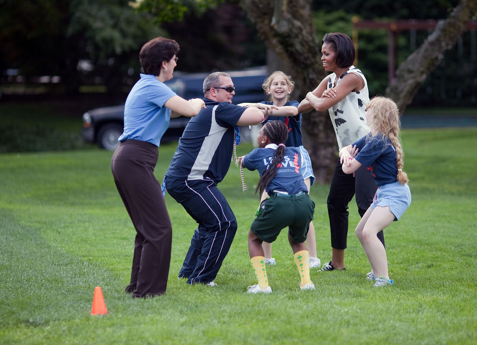 First Lady Michelle Obama visits physical activity stations