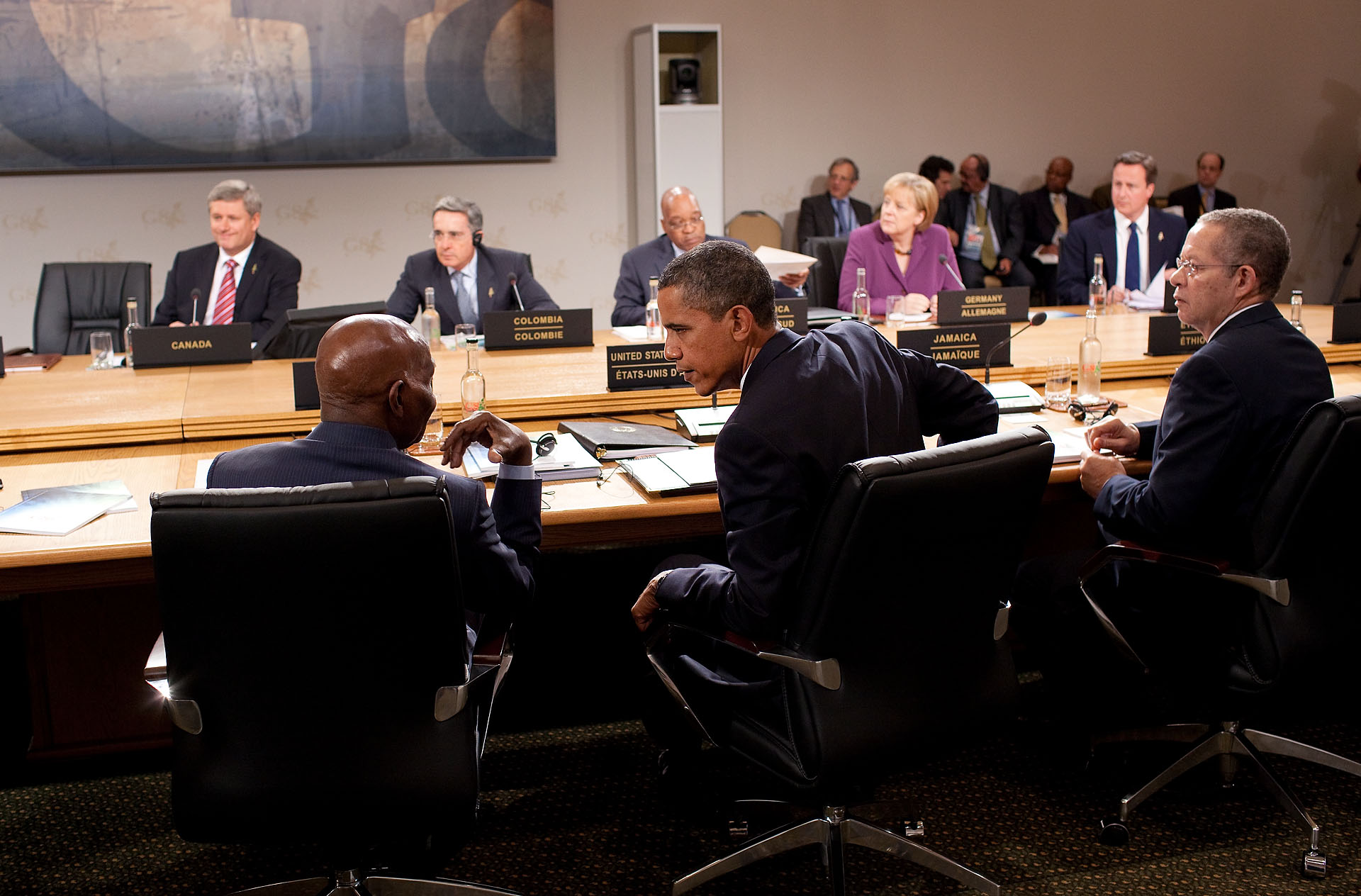 President Barack Obama Talks with President Abdoulaye Wade of Senegal at G8 Summit