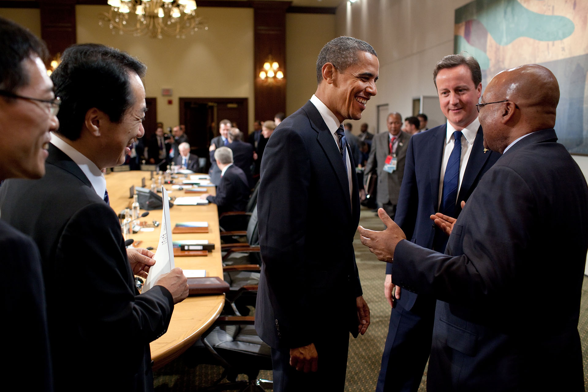 President Barack Obama Talks with South Africa's President Jacob Zuma at G8 Summit