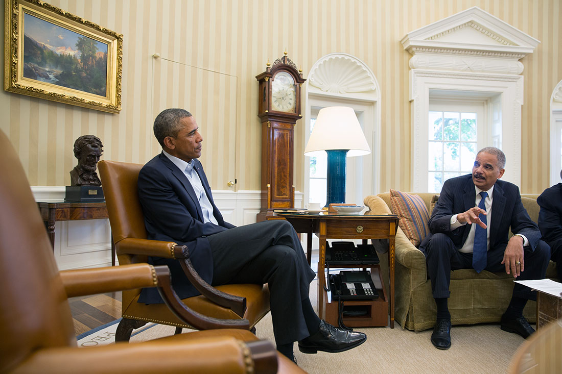 President Barack Obama receives an update on the situation in Ferguson, Missouri