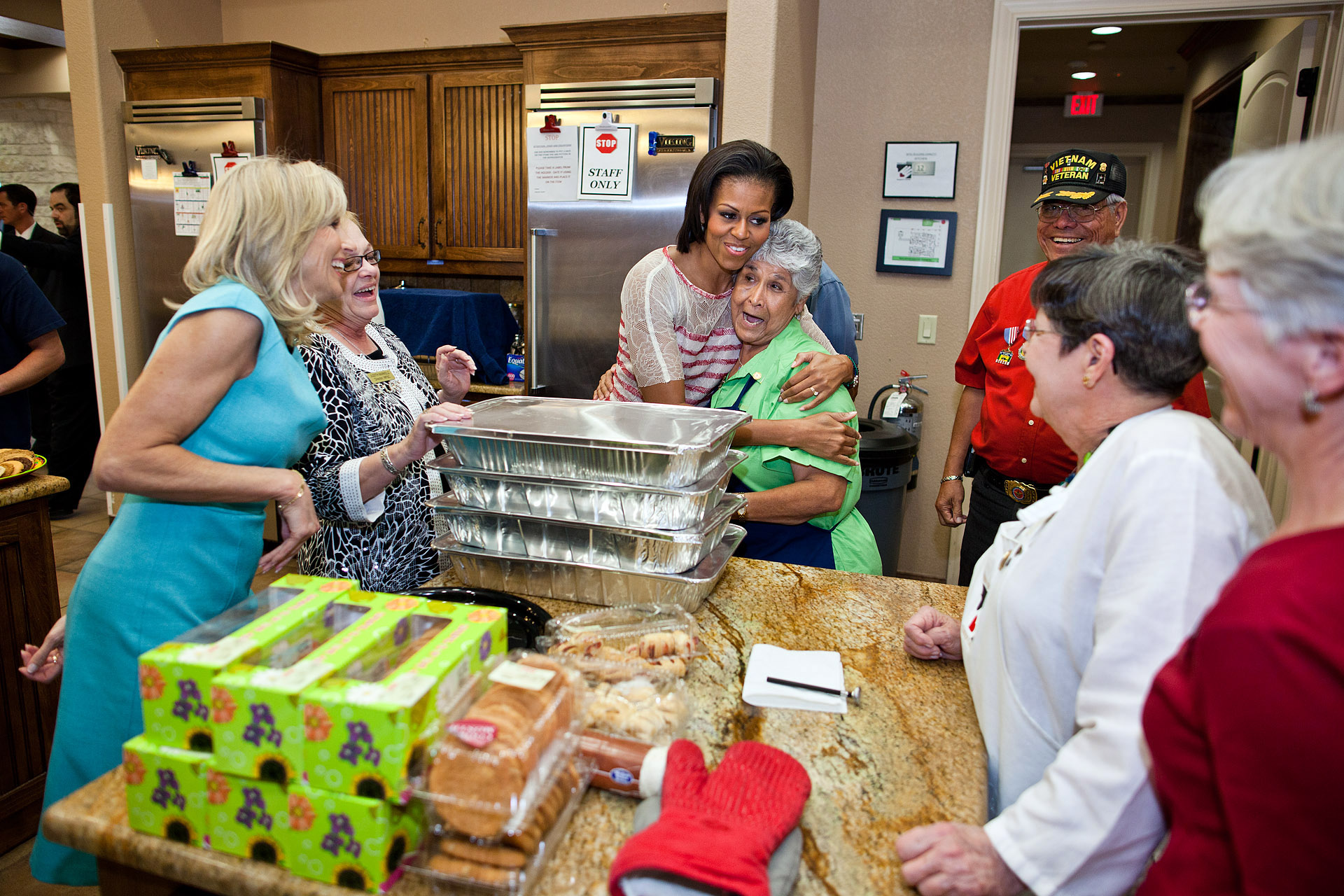 First Lady Michelle Obama and Dr. Jill Biden Greet People at the Warrior and Family Support Center 