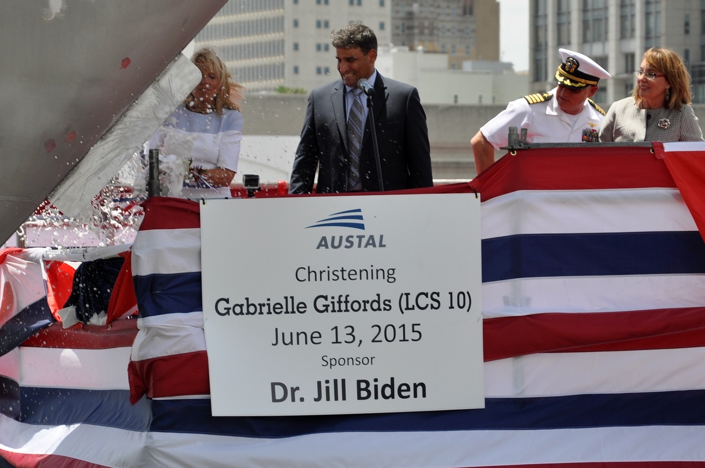 Dr. Jill Biden Christens the USS Giffords