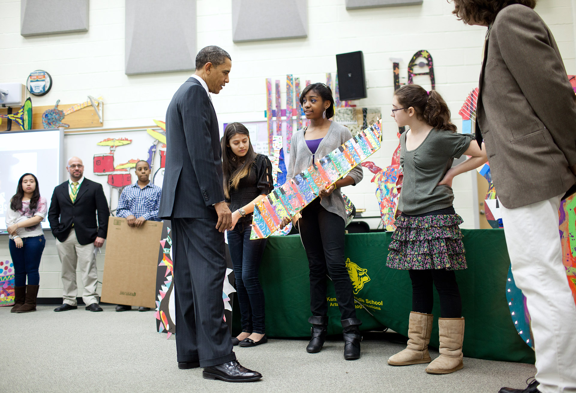 President Barack Obama Listens to Kenmore Middle School Students 