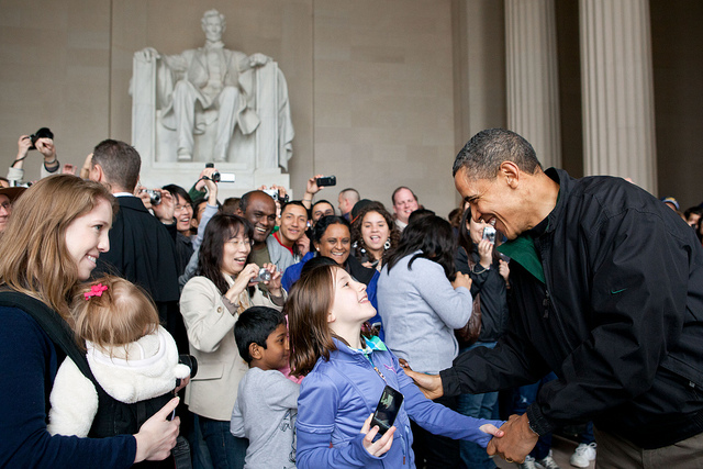 President Barack Obama at the Lincoln Memorial in Washington, D.C., 