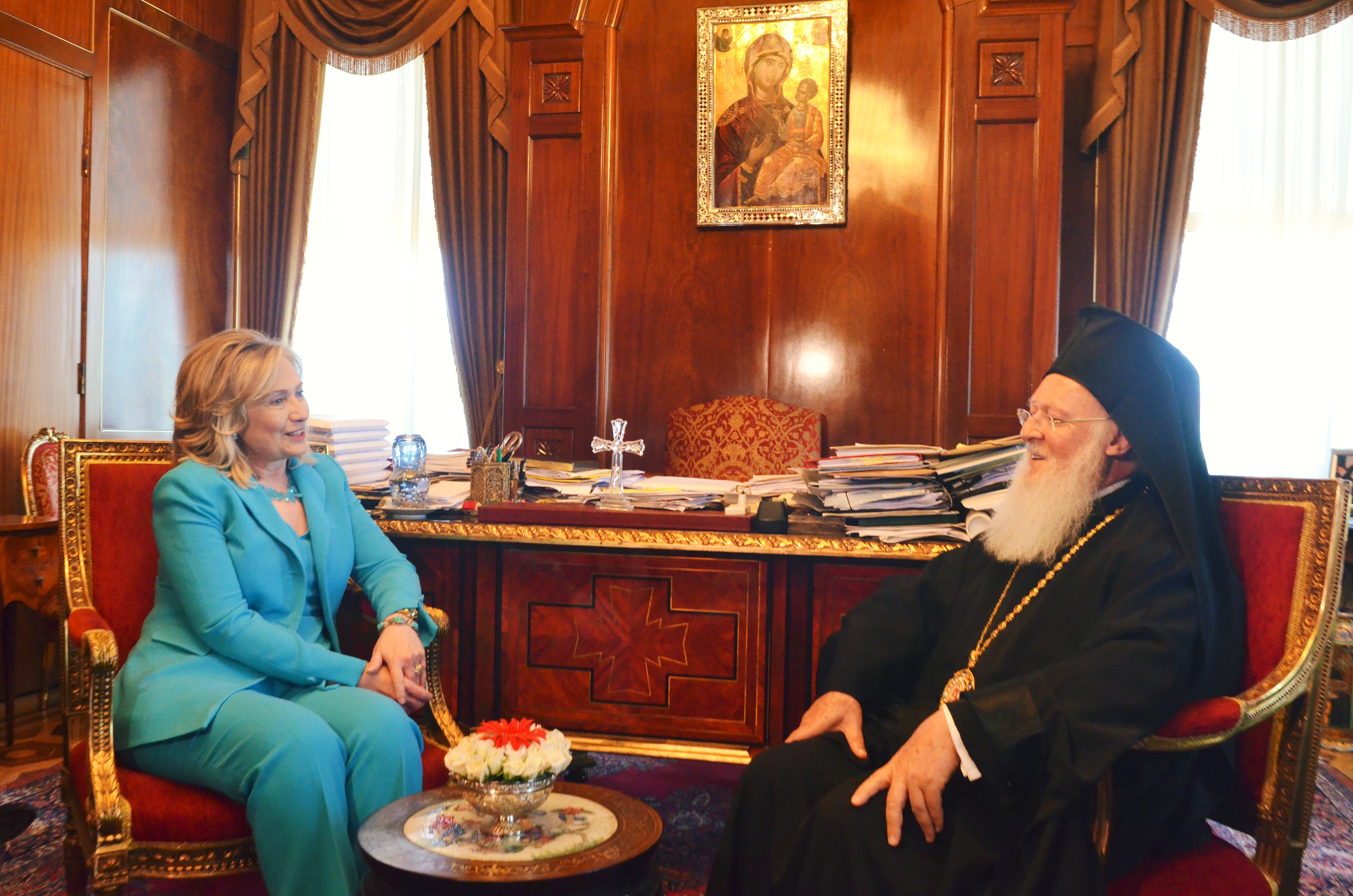 Secretary Clinton Meets with His All Holiness Bartholomew I