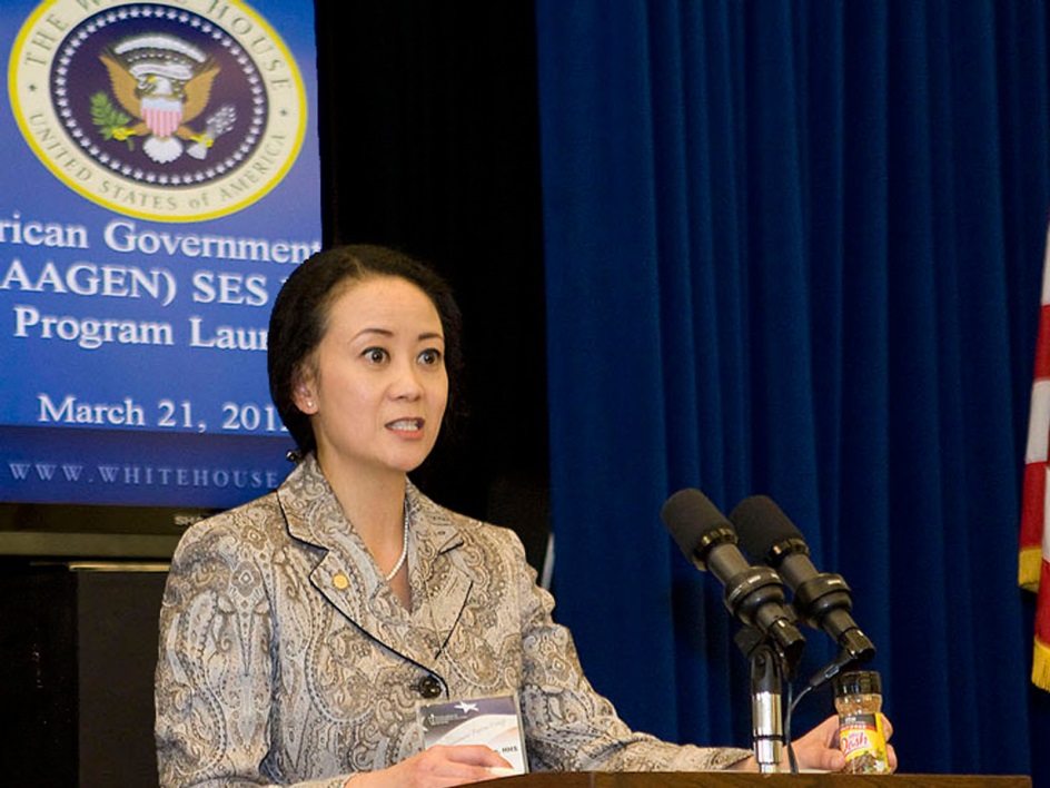 Marla Hendriksson gives remarks during the launch event of AAGEN’s SES Development Program on March 21, 2012. The SES Development Program is part of the White House Initiative on AAPIs’ overall efforts to improve federal employment opportunities for AAPIs