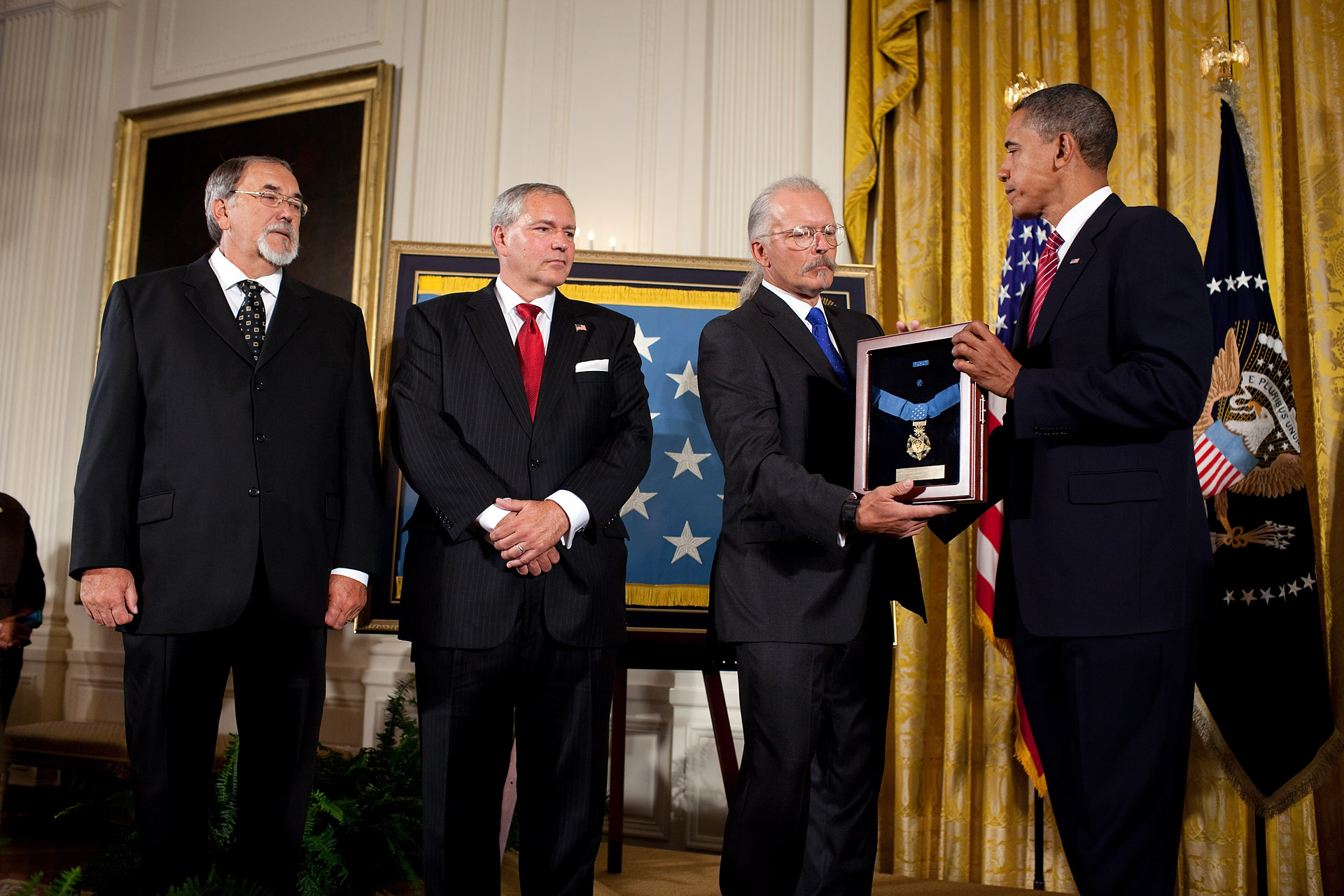 The President Awards Chief Master Sergeant Richard L. Etchberger, U.S. Air Force, the Medal of Honor 