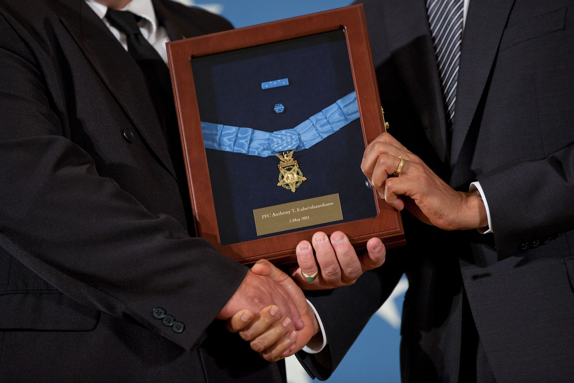President Barack Obama Awards the Medal of Honor Posthumously to Private First Class Anthony T. Kaho'ohanohano, U.S. Army