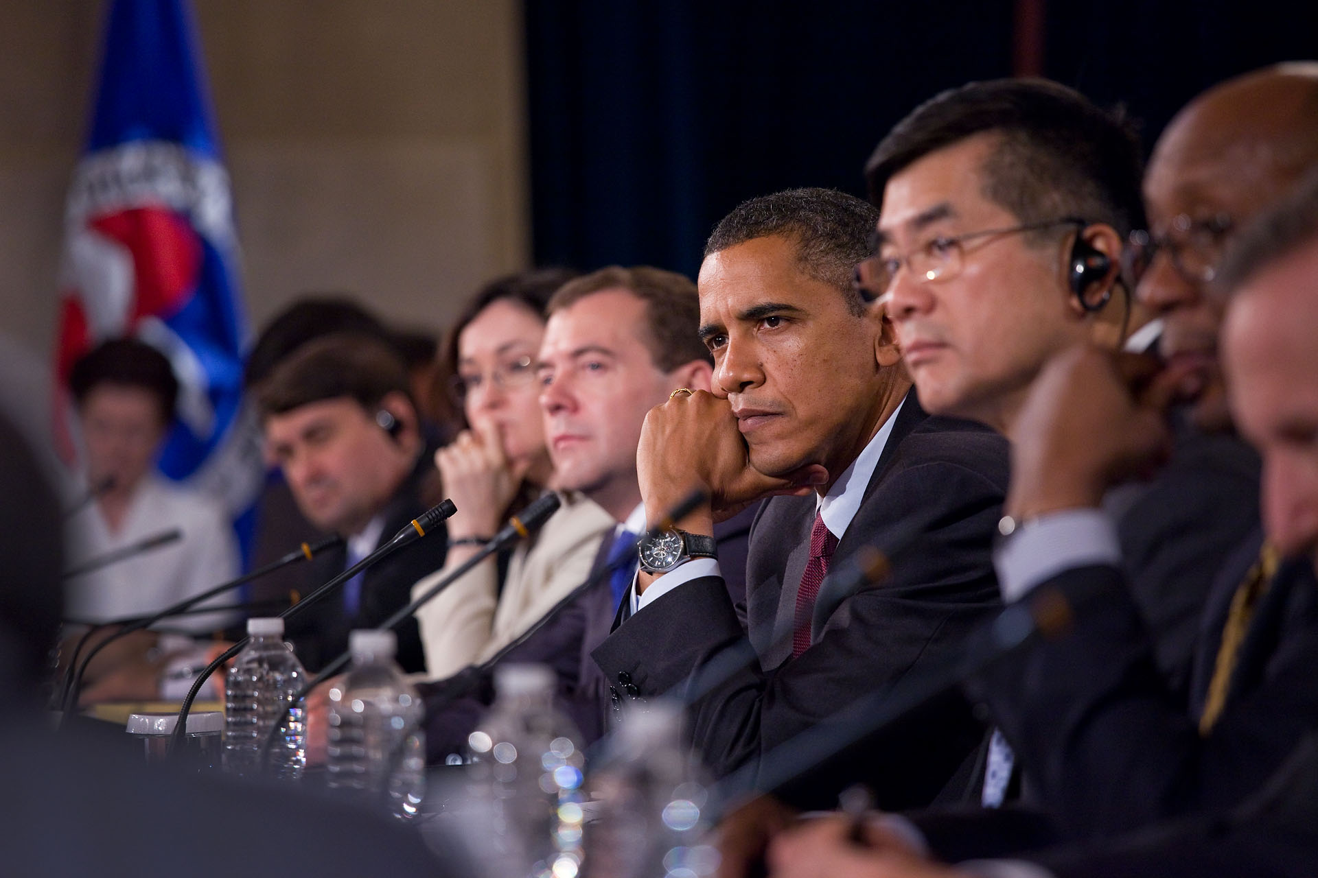 President Barack Obama and President Dmitry Medvedev of Russia at the U.S.–Russia Business Summit
