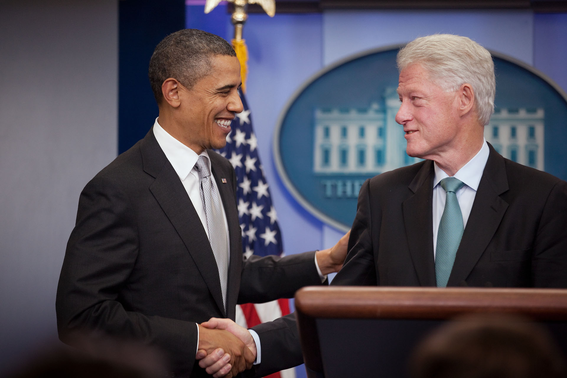 President Obama & President Clinton Shake Hands Before Discussing Tax Cuts, Unemployment Insurance & Jobs