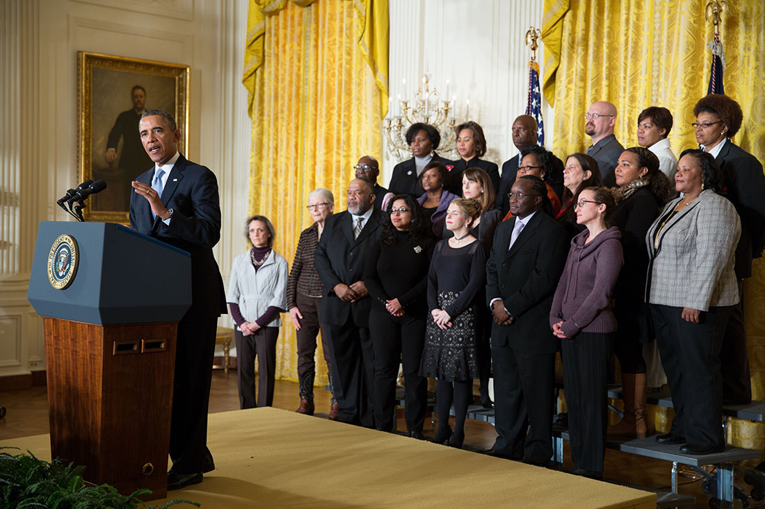 President Barack Obama delivers remarks on emergency unemployment insurance in the East Room of the White House, Jan. 7, 2014.