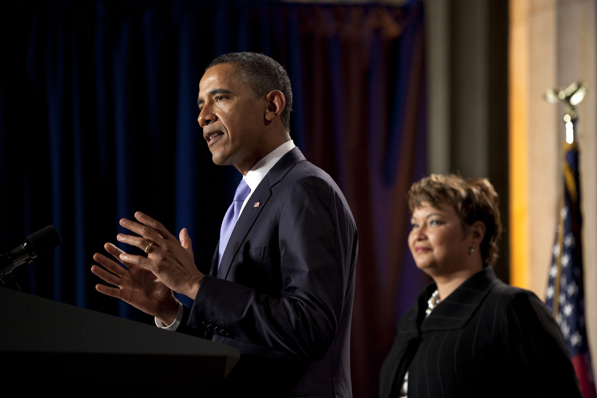 President Barack Obama thanks the EPA staff
