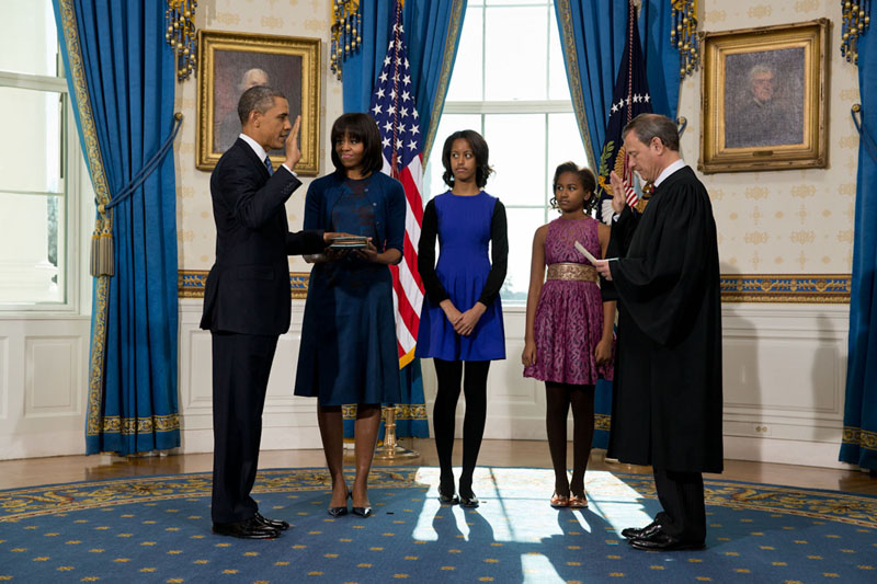 Supreme Court Chief Justice John Roberts administers the oath of office