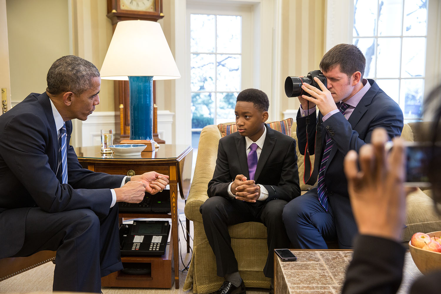 President Obama meets Vidal Chastanet and Nadia Lopez for the 