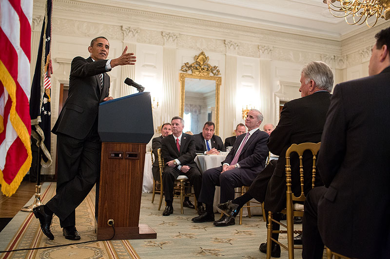 President Barack Obama has a meeting with the National Governors Association in the White House, Feb. 25, 2013