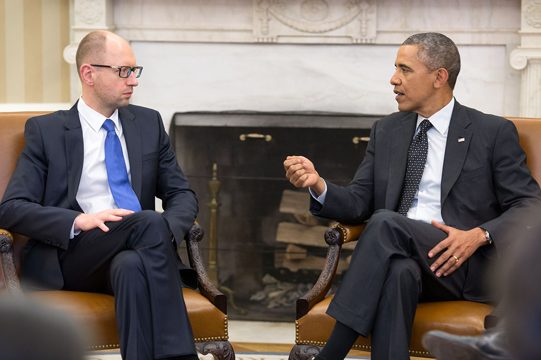President Barack Obama holds a bilateral meeting with Prime Minister Arseniy Yatsenyuk of Ukraine in the Oval Office
