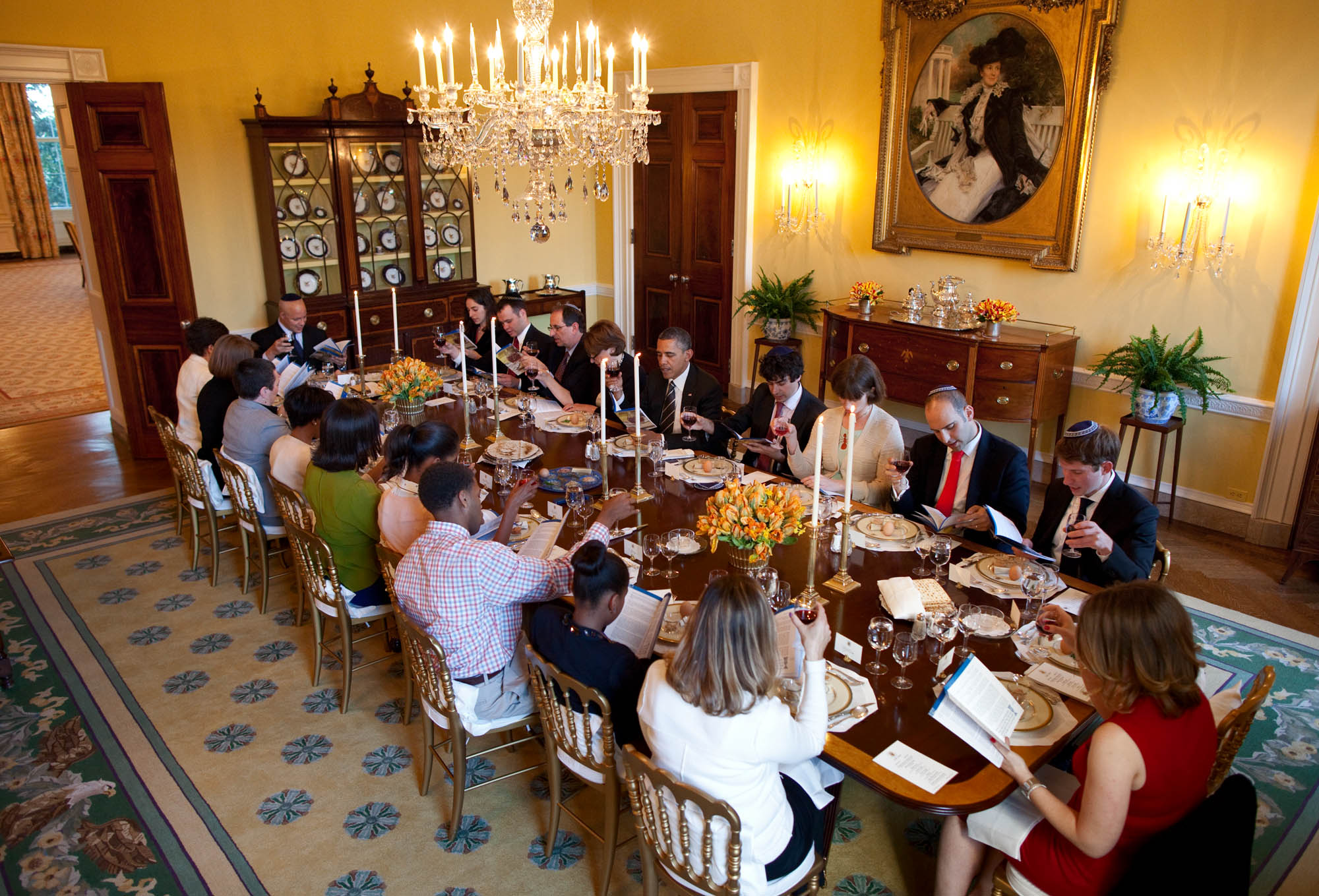President Barack Obama And First Lady Michelle Obama Host A Passover Seder Dinner