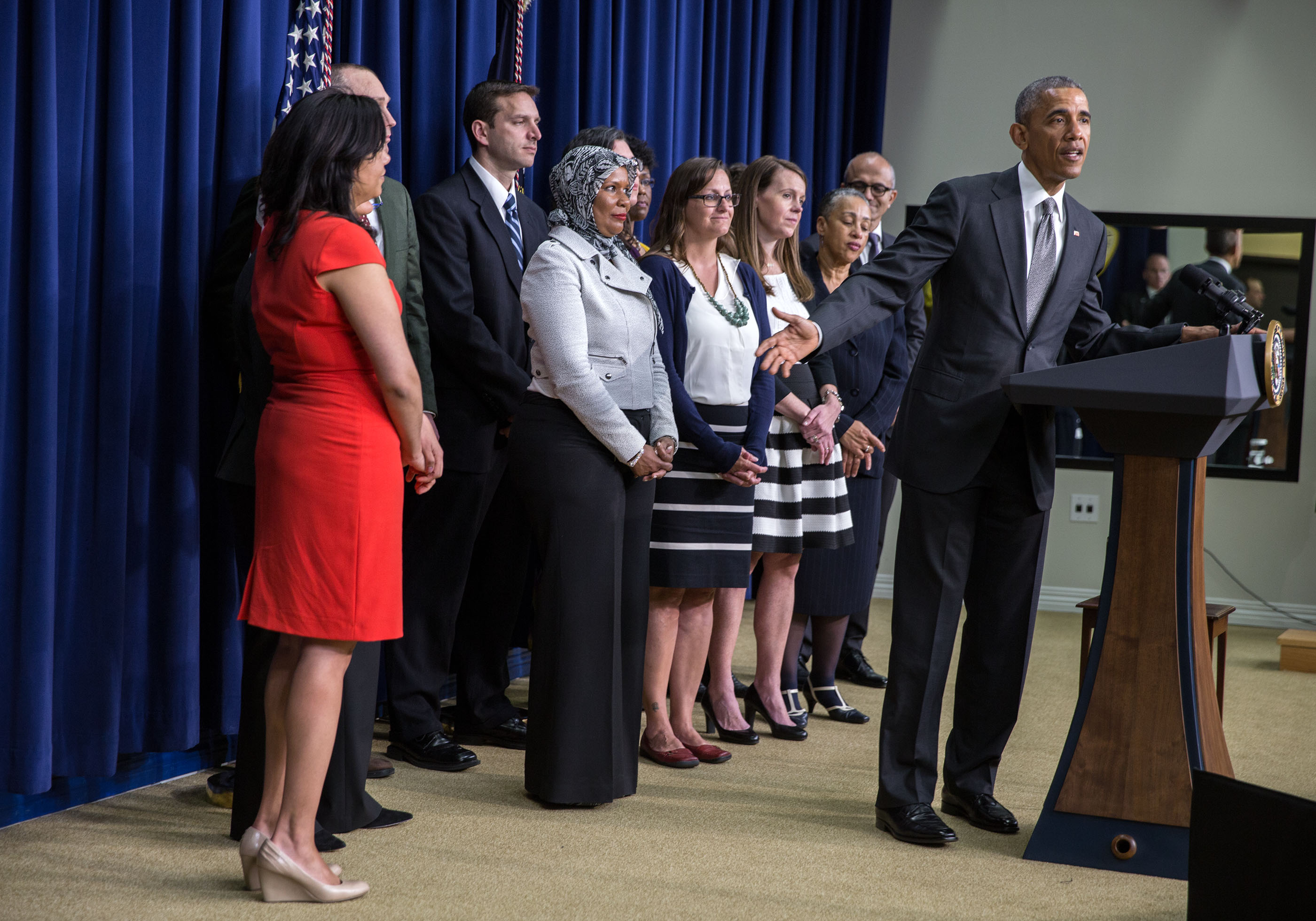 President Obama delivers remarks at a Champions of Change event highlighting issues important to working families