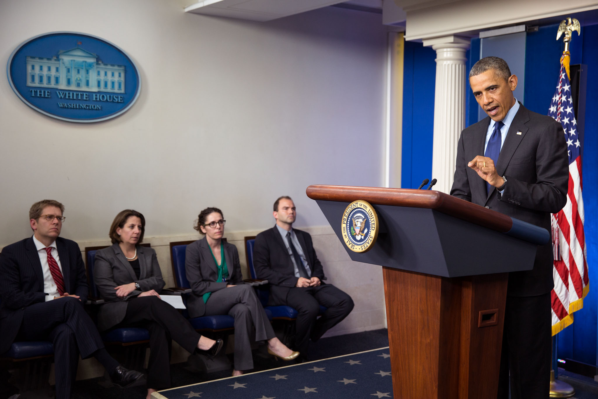 President Barack Obama makes a statement at the White House (April 19, 2013)