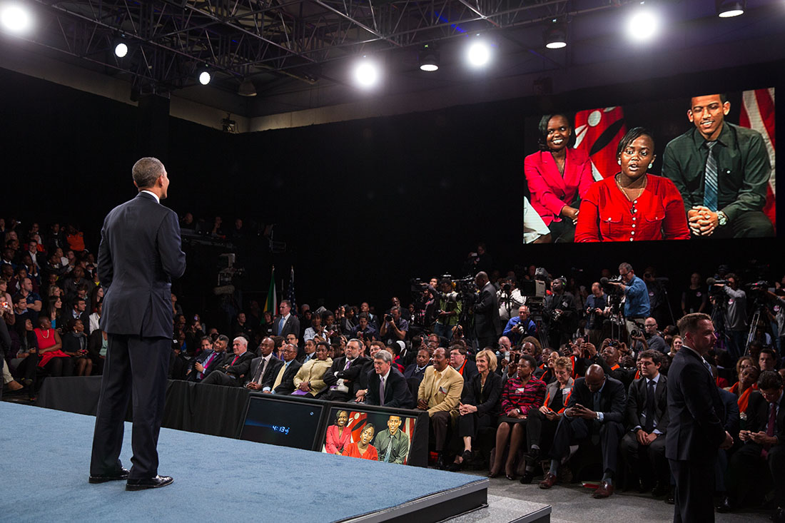 President Barack Obama answers questions at a Young African Leaders Initiative Town Hall