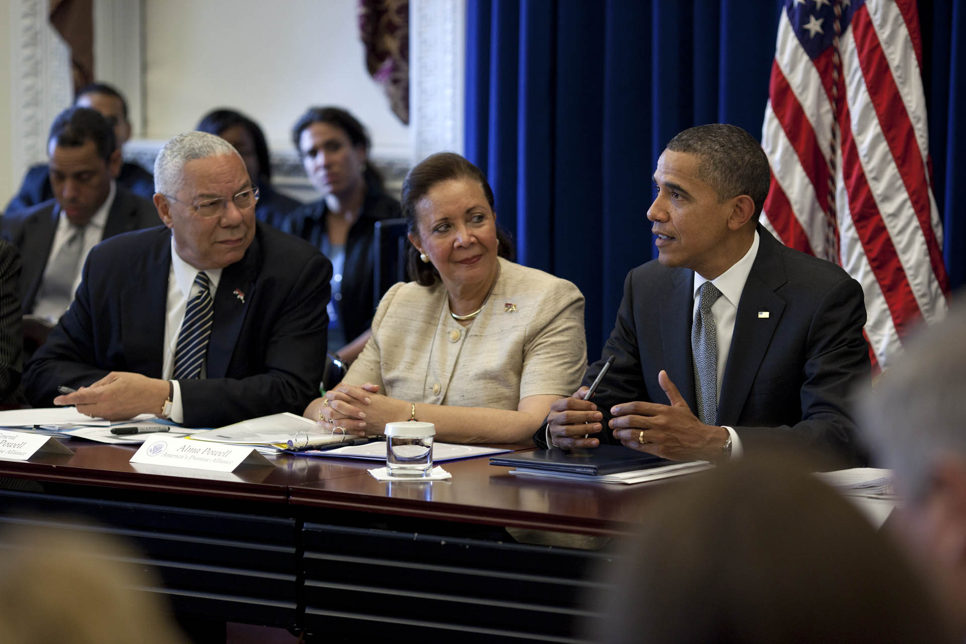 President Barack Obama Hosts an Education Roundtable with Alma Powell and General Colin Powell