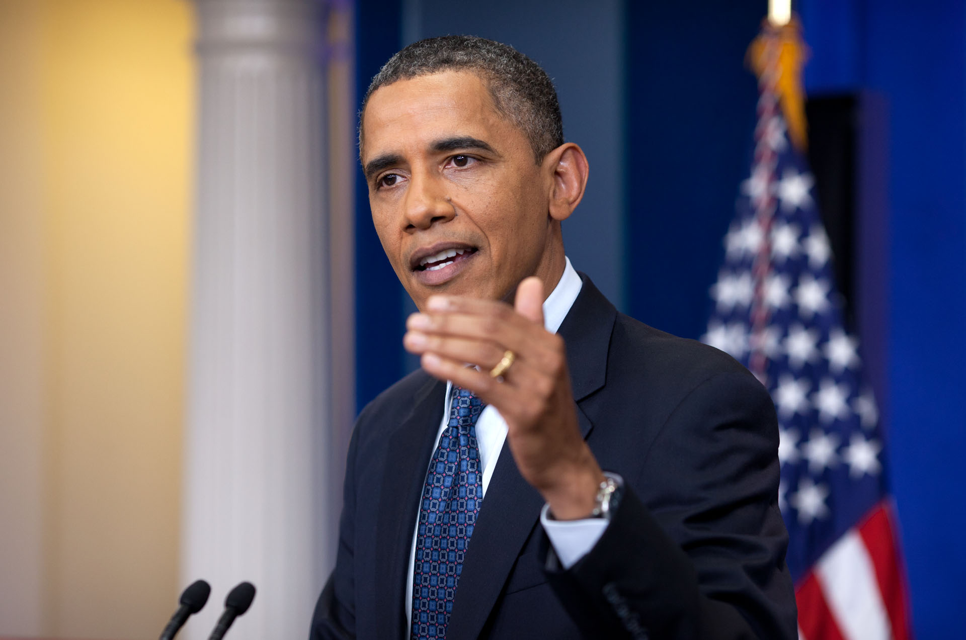 President Barack Obama makes a Statement to the Press