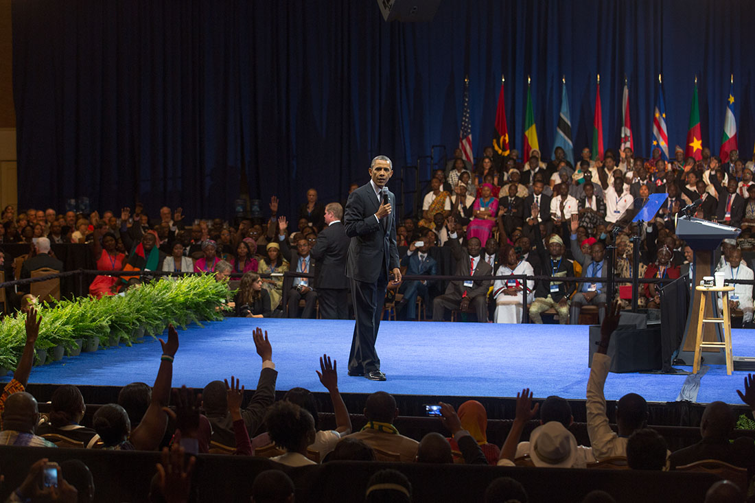 President Barack Obama delivers remarks and answers questions at the Young African Leaders Initiative town hall