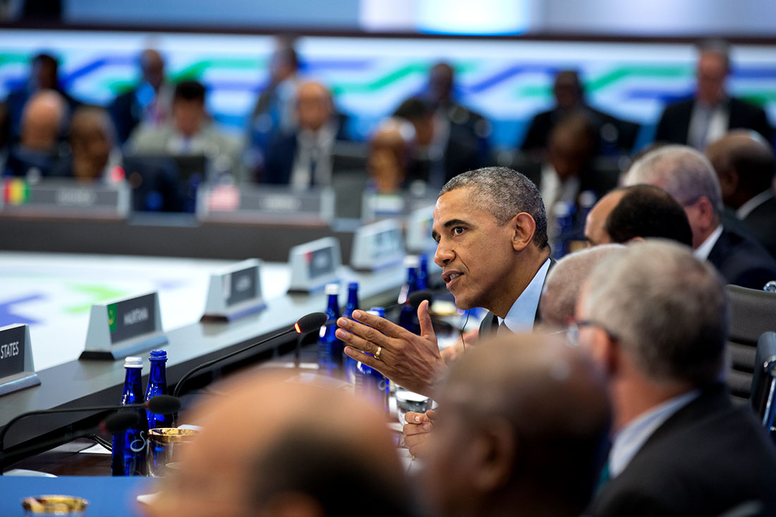 President Barack Obama delivers remarks at the “Investing in Africa’s Future” session during the U.S.-Africa Leaders Summit