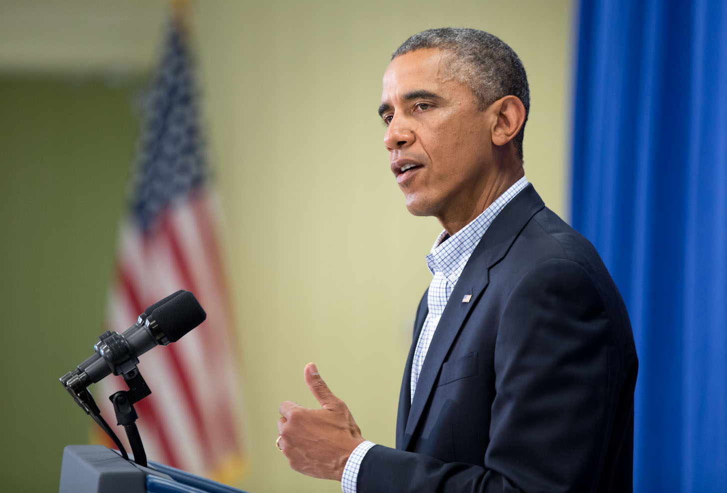 President Barack Obama makes a statement on the situations in Iraq and Ferguson, Missouri, from Edgartown, Massachusetts