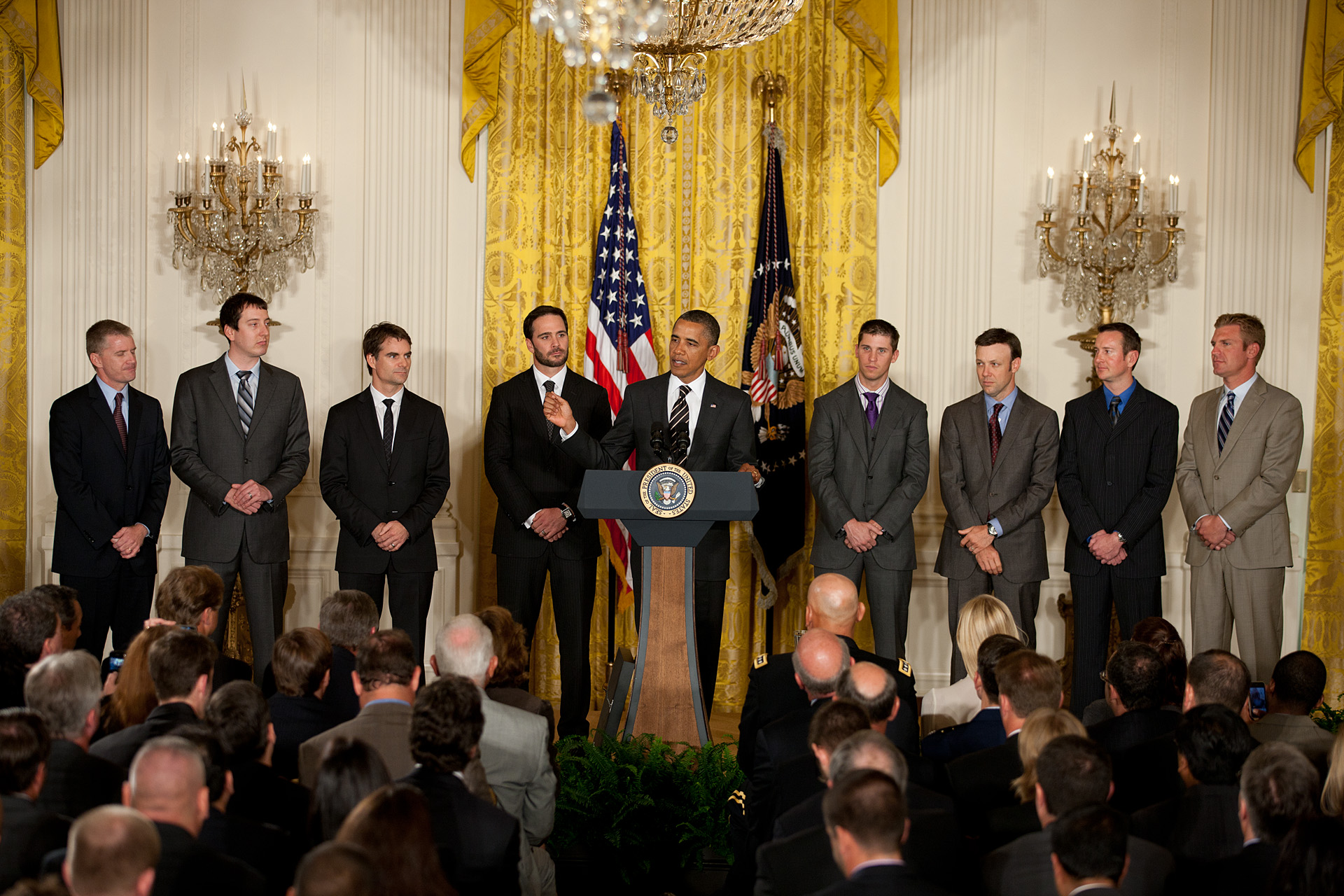 President Barack Obama delivers remarks at the NASCAR Sprint Cup Champion Event
