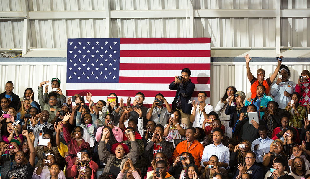 Audience members listen to President Barack Obama deliver remarks on the Affordable Care Act at Prince George's Community College in Largo, Md., Sept. 26, 2013. 