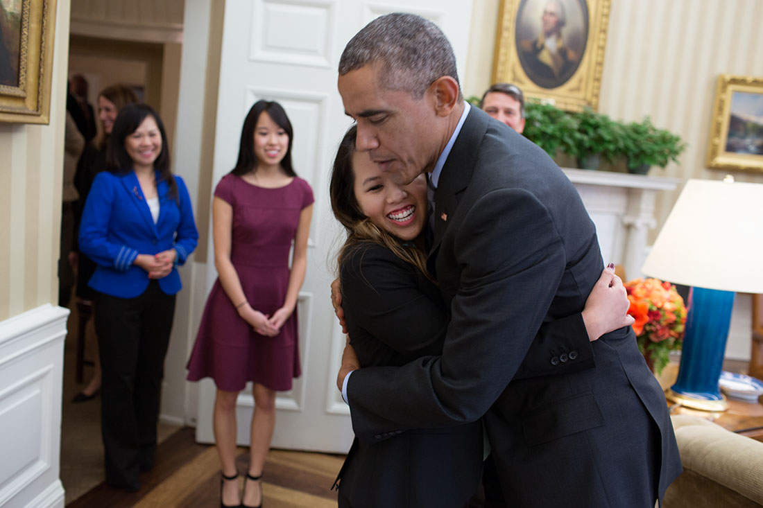 President Obama Greets Nina Pham in the Oval Office