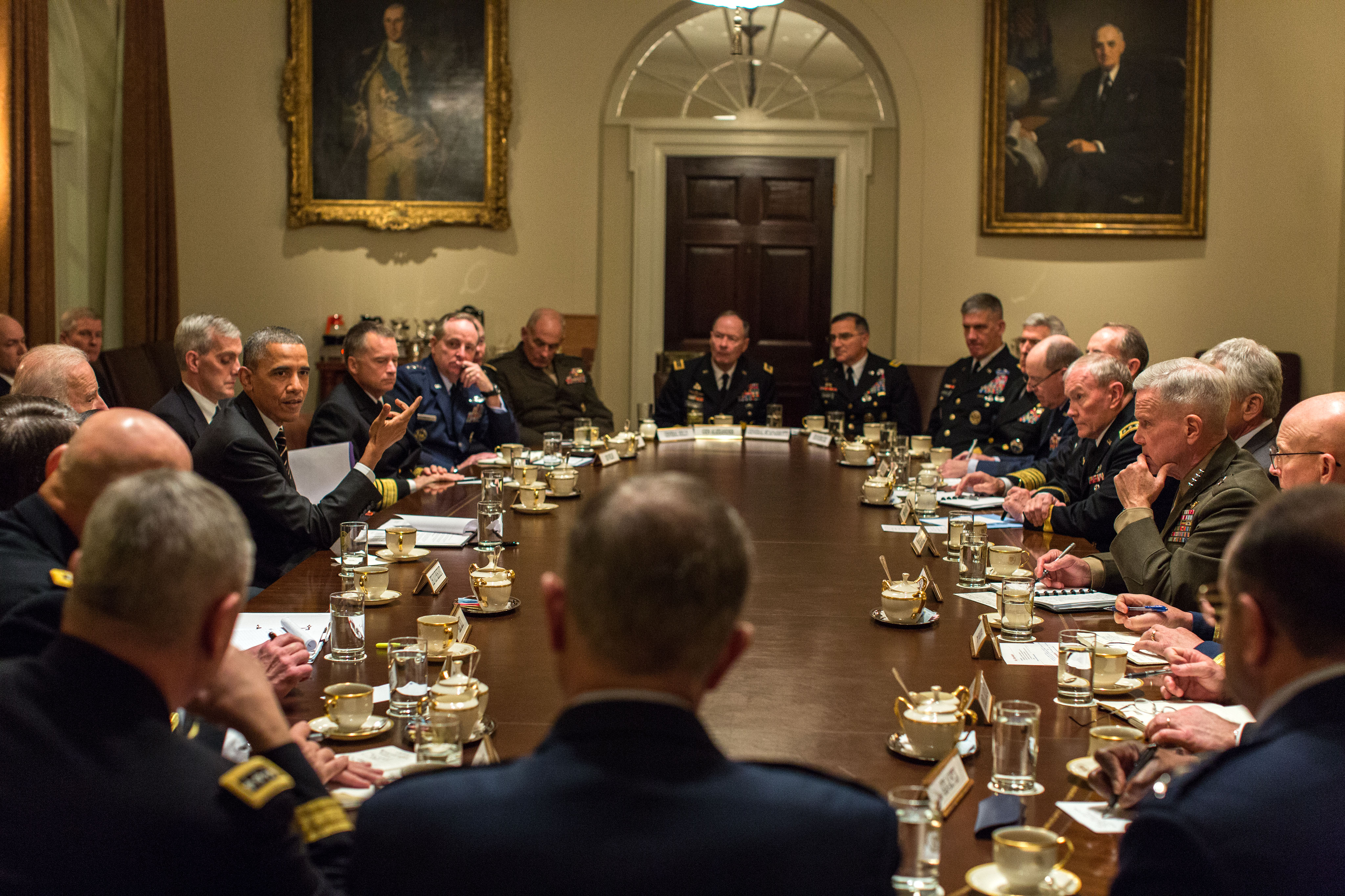 President Barack Obama and Vice President Joe Biden hold a meeting with Combatant Commanders and Military Leadership